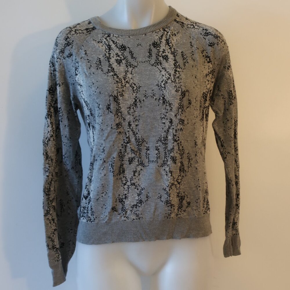 Womens Monrow Gray Black Cotton Python Print Swea… - image 1